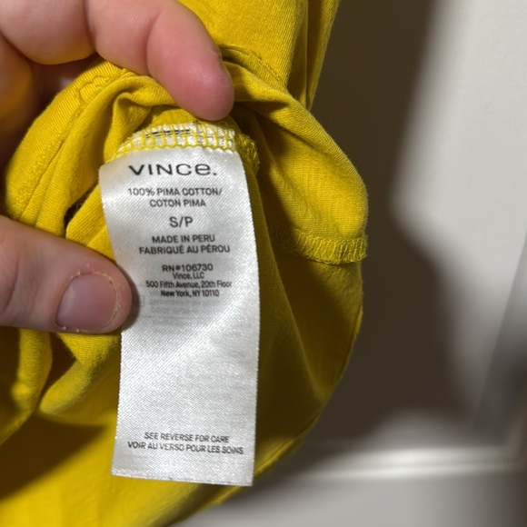 Vince yellow pima cotton SS crew neck tee size small - Picture 3 of 5